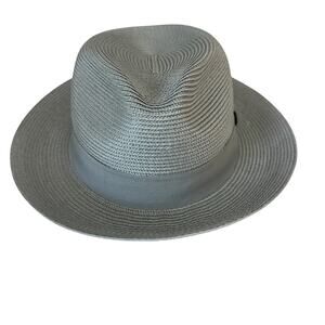 BRUNO CAPELO Hat Mens Size Large Silver Gray Straw Fedora Francesco Collection